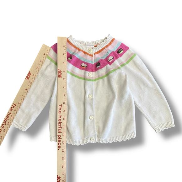 Gymboree Cupcake Knit Cardigan 18–24M Vintage 2008 White Pastel Sweater - Picture 4 of 8